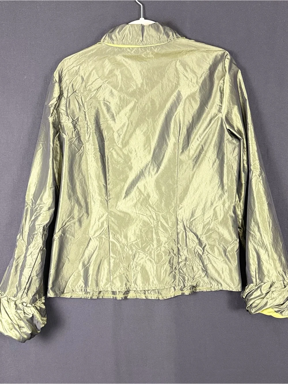 Ross Mayer Olive Green Two piece Taffeta Dress Suite Jacket & Layered Skirt Set